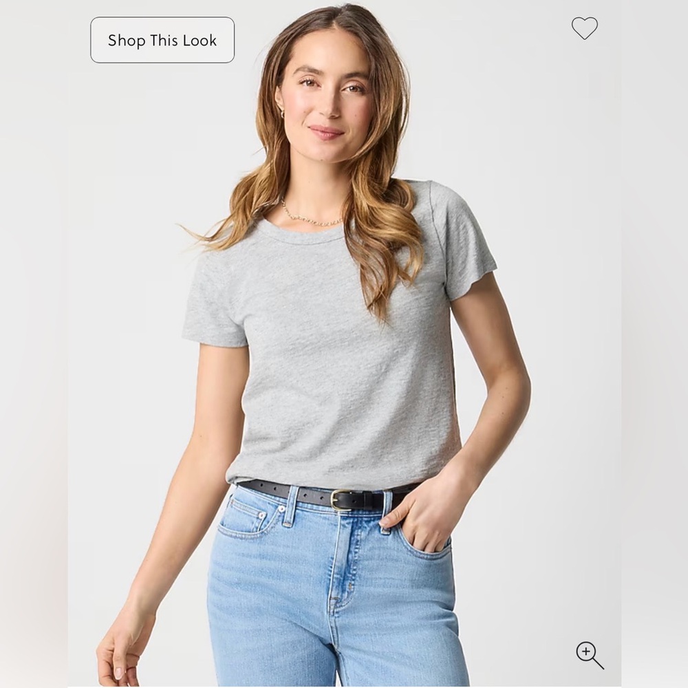 NEW JCREW Short-sleeve girlfriend crewneck tee Heather Grey Size 2X